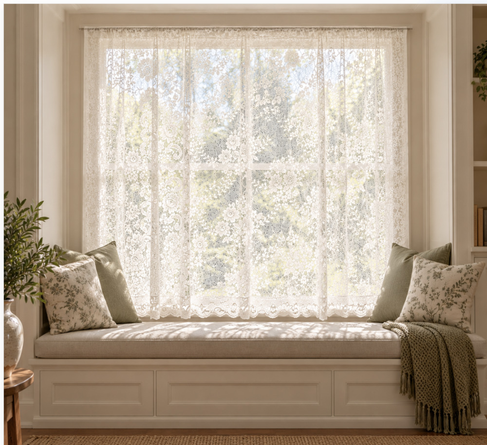 Grandmas Lace Window Seat Curtains (she loved these so much) PRISTINE